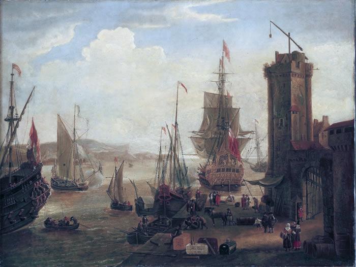 Jacob Knyff English and dutch ships taking on stores at a port China oil painting art